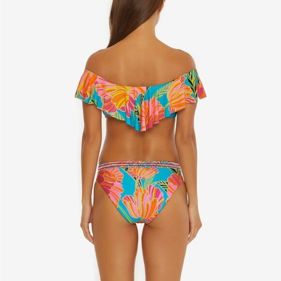 Trina Turk Poppy Ruffle Bandeau Top & Poppy Braided Hipster Bikini Bottom-Cheeky - Picture 2 of 9